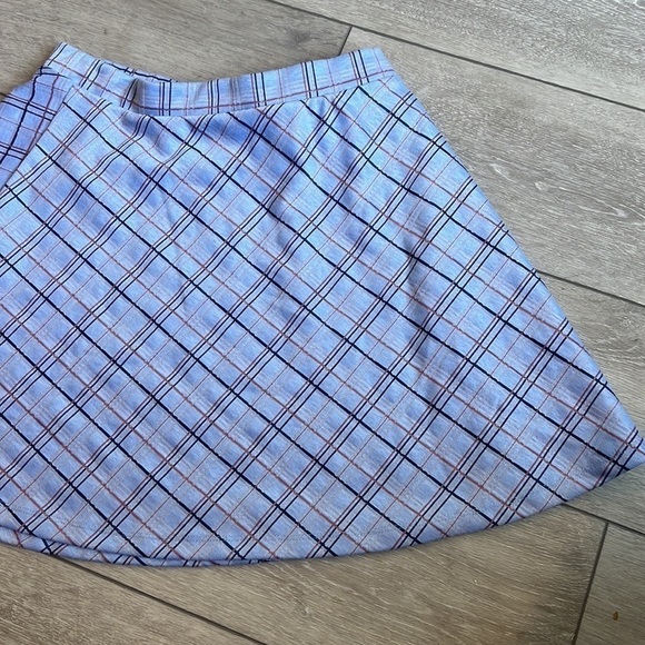 ALTAR’D state blue plaid elastic waist skater casual skirt size large - Picture 3 of 7